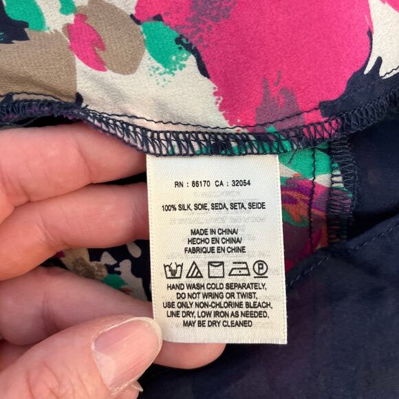 Anthropologie Maeve Silk Floral Multicolor Short Sleeve Blouse Size 6 Boho Work - Picture 4 of 6